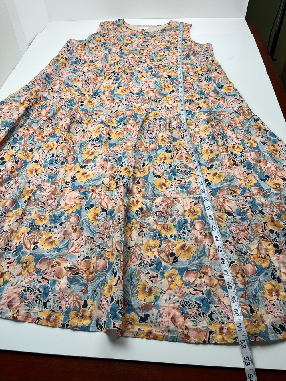 J. Jill Sleeveless Floral Tiered Maxi Dress 100% Cotton Womens Size 2X Pockets - Picture 7 of 10